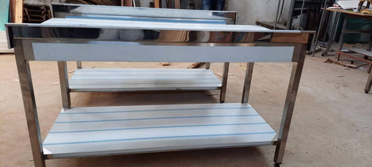 table en inox 190cm et 140cm