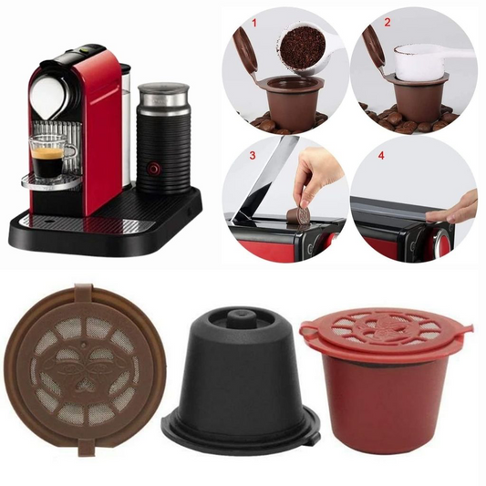 Pack 3Pcs Capsules Réutilisables Pour Machine À Café Nespresso – كبسولات قهوة قابلة لإعادة الملء